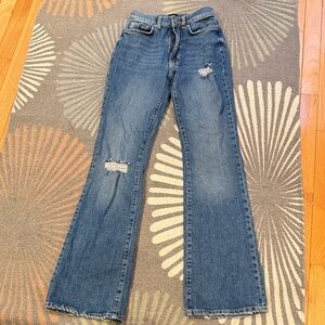 BDG Blue Distressed High Rise Flare Jeans